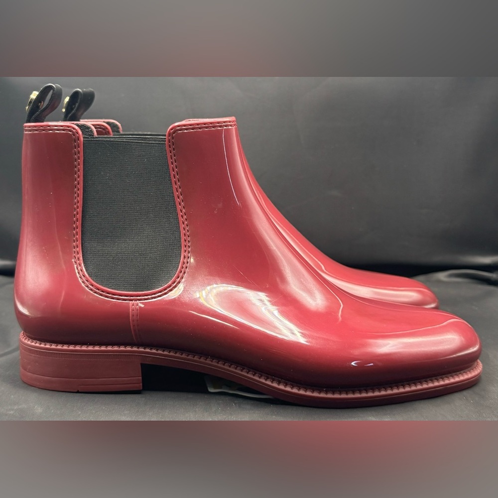 Size 7 - Moncler Chelsea Rain Boots Burgundy PVC